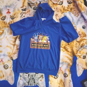 Girl's closed thin blue light hoodie with Freddy Fazbears's Pizza logo